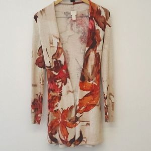Chico's Cotton Blend Floral Cardigan